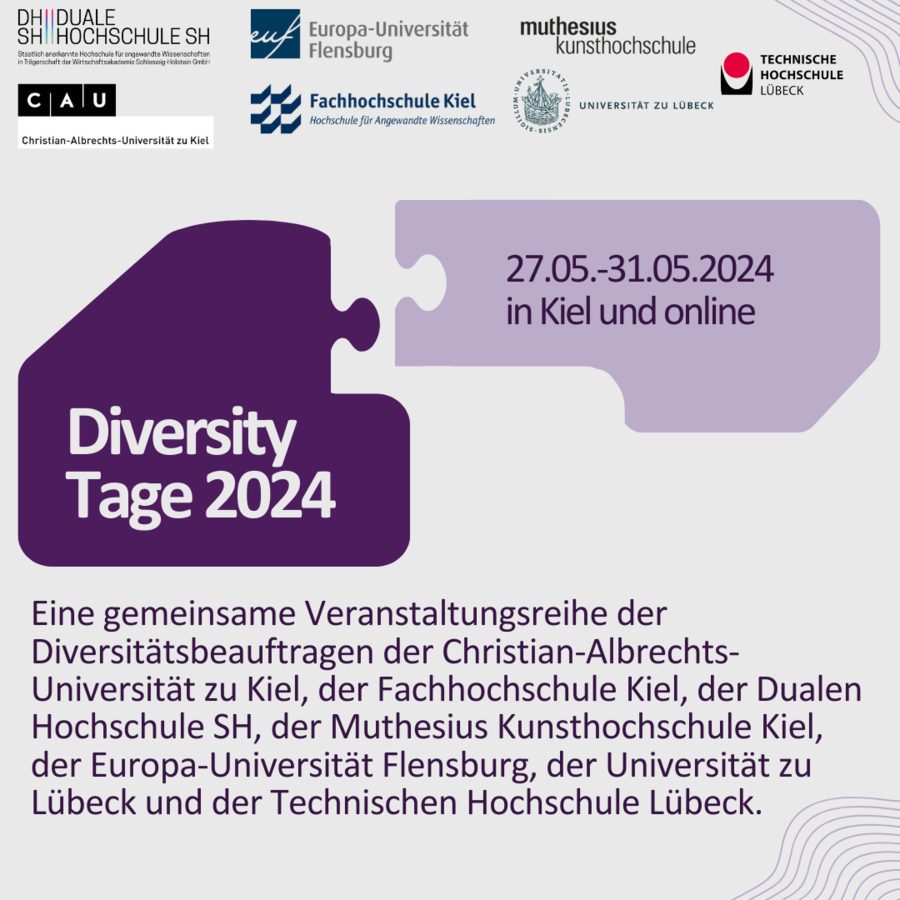 Veranstaltungsankünddigung der Diversity-Woche an Hochschulen in SH. Grafik: Lea Raak  